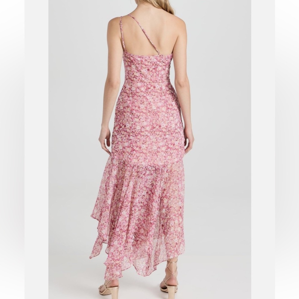 Astr One-Shoulder Pink Floral Midi Dress - Picture 4 of 16
